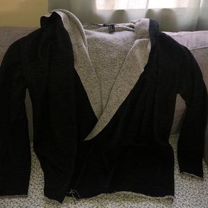 Gray Cardigan with Hoodie